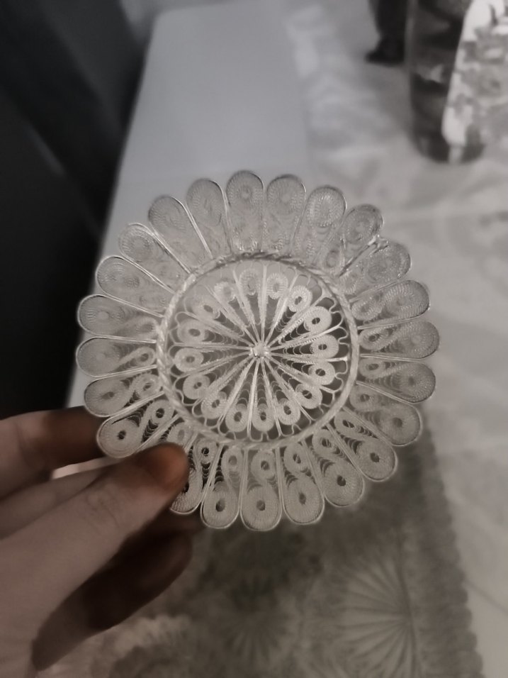 gümüş kaplama bakır telkari işçiliği Tepsi ve Fincan Seti - Görsel 2