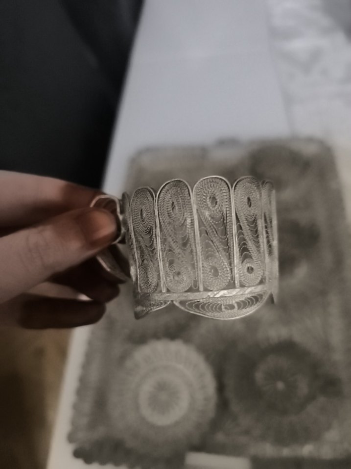 gümüş kaplama bakır telkari işçiliği Tepsi ve Fincan Seti - Görsel 3