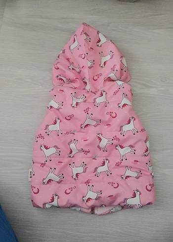 Kız Çocuk Pembe Baskılı Fermuarlı Yelek - Görsel 3