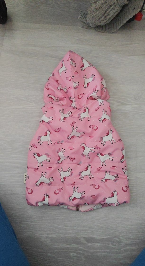 Kız Çocuk Pembe Baskılı Fermuarlı Yelek - Görsel 3