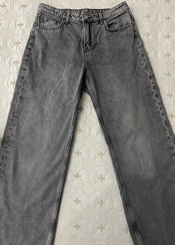 Gri Kadın Denim Bol Kesim Pantolon