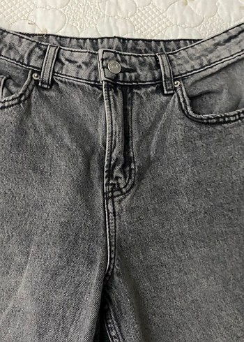 38 Beden Gri Kadın Denim Bol Kesim Pantolon