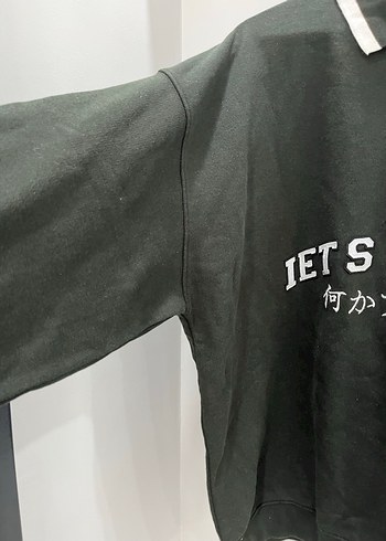 m Beden yeşil Renk Yarım Fermuarlı Yeşil Kadın Sweatshirt