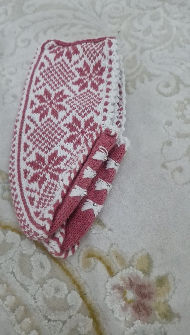 Kızlar için Nakışlı Örgü Sıcak Terlik - Görsel 2