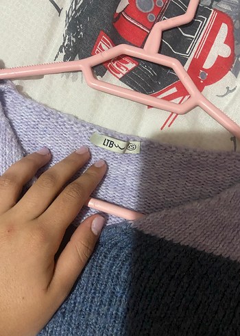 Mor  V Yaka Örgü Kadın Kazak - Görsel 2