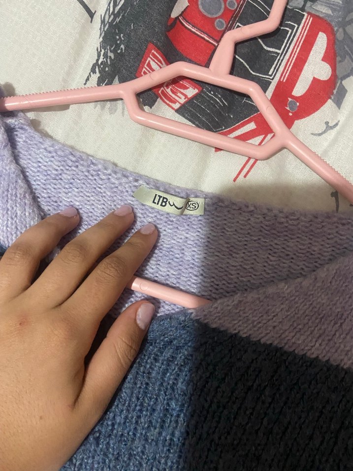 Mor  V Yaka Örgü Kadın Kazak - Görsel 2