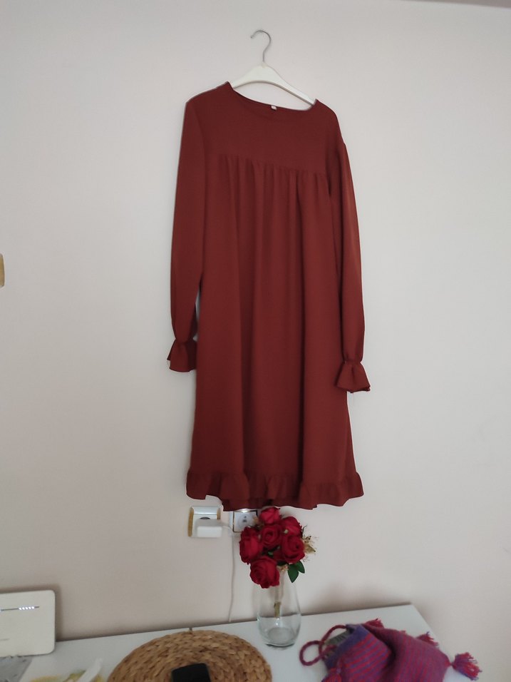 Bordo Kadın Uzun Bohem tunik - Görsel 3