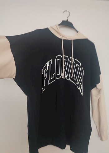 Florida Baskılı Siyah Kapüşonlu Sweatshirt - Görsel 2
