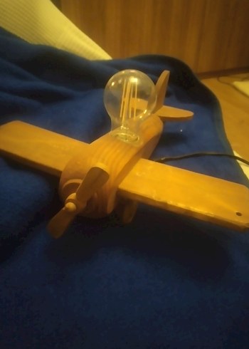 Ahşap Uçak Tasarımlı Masa Lambası - Görsel 2