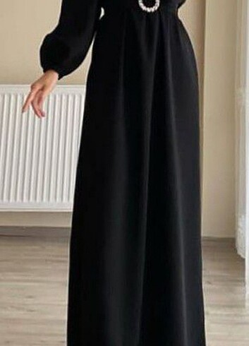 Krep kumaş sare tesettür elbise