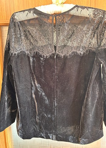 Dantel Detaylı Siyah Uzun Kollu Bluz - Görsel 2