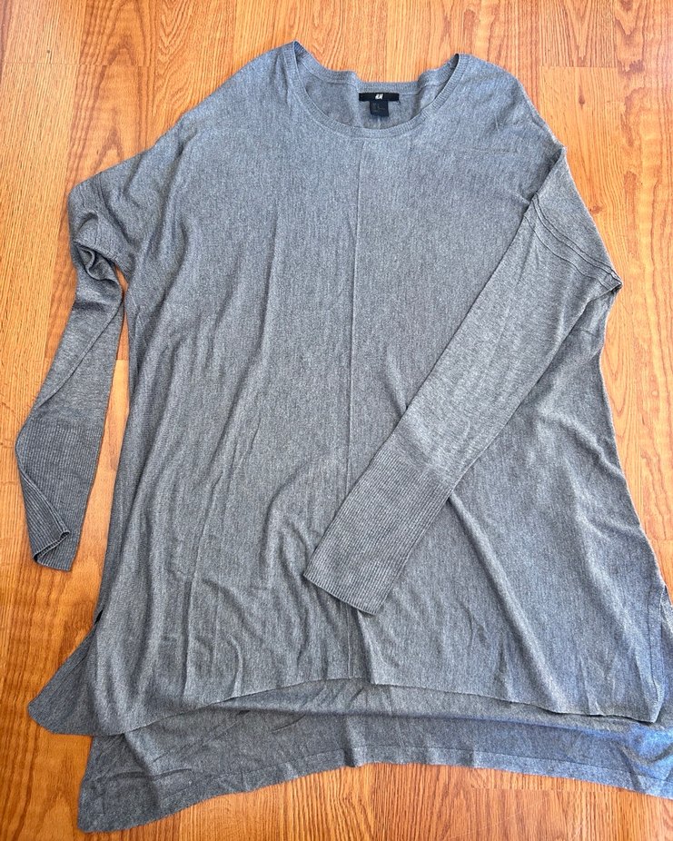 Gri Uzun Kollu Keten Triko Kazak - Görsel 5