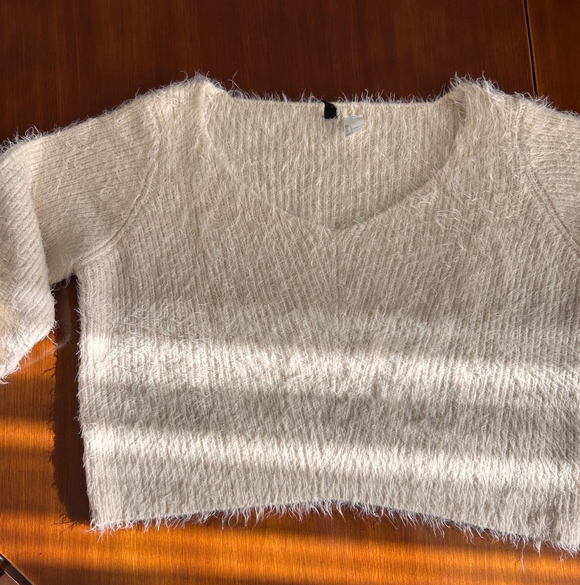 Bej Kadın Triko Bluz, Uzun Kollu, Salaş Kesim - Görsel 2