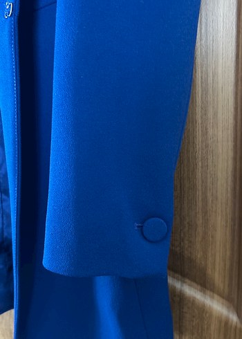 Düğmeli Mavi Kadın Blazer Ceket - Görsel 5