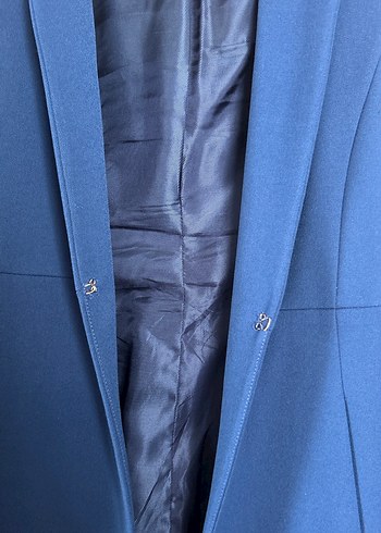 Düğmeli Mavi Kadın Blazer Ceket - Görsel 4