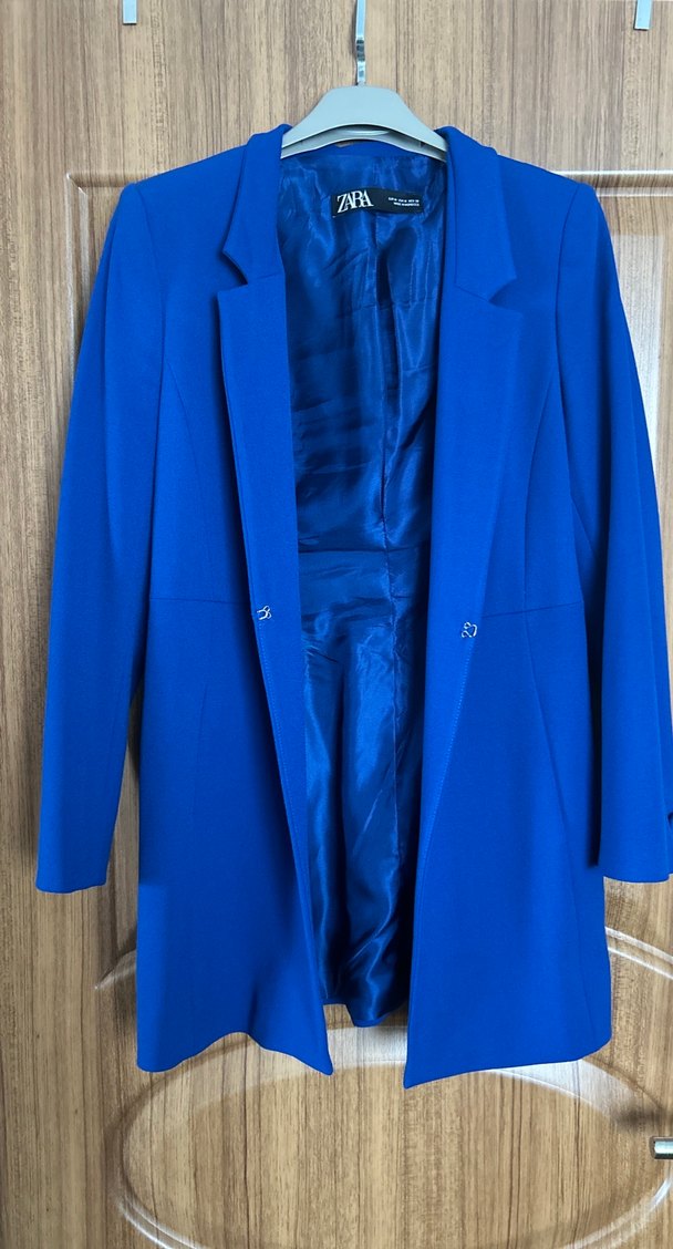 Düğmeli Mavi Kadın Blazer Ceket - Görsel 2