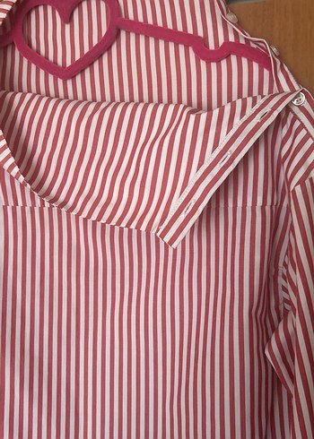 Çizgili Uzun Kollu Kadın Gömlek - Görsel 7