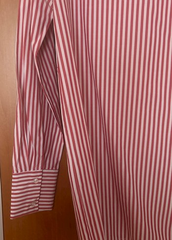 Çizgili Uzun Kollu Kadın Gömlek - Görsel 6