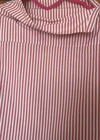 Çizgili Uzun Kollu Kadın Gömlek - Görsel 4