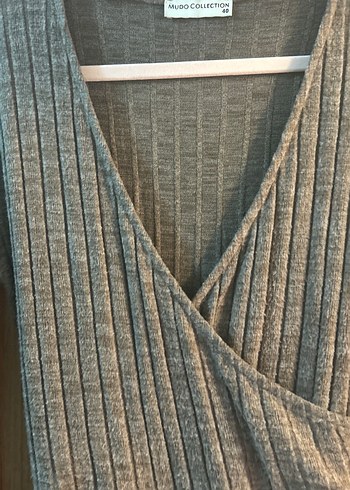 Vizon V Yaka Triko Midi Elbise - Görsel 2