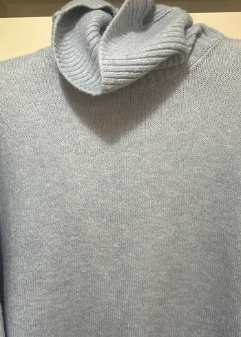 Mavi Yumuşak Dokulu Kadın Yünlü Uzun Kollu Kazak - Görsel 3