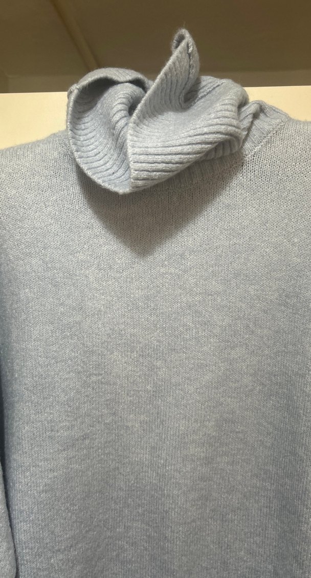 Mavi Yumuşak Dokulu Kadın Yünlü Uzun Kollu Kazak - Görsel 3