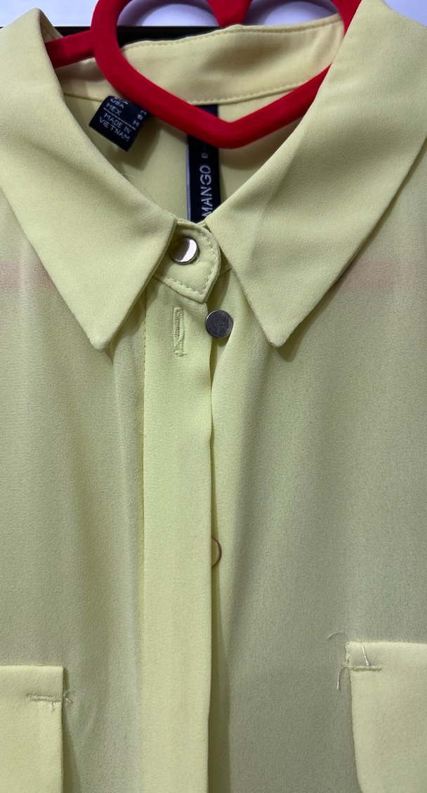 Sarı Düğmeli şifon Kadın Gömlek - Görsel 3