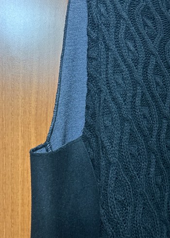 Siyah Yüksek Yakalı Örgü Kolsuz Kadın Kazak - Görsel 11