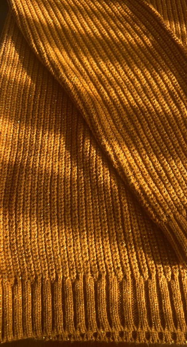 Hardal sarı simli  Kadın Boğazlı Triko Kazak - Görsel 4