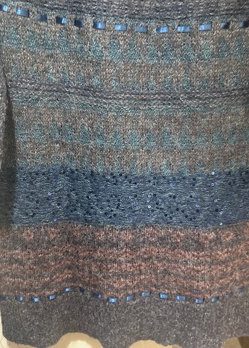 Bohem Gri Uzun Örgü Hırka - Görsel 3