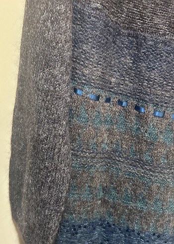 Bohem Gri Uzun Örgü Hırka - Görsel 4