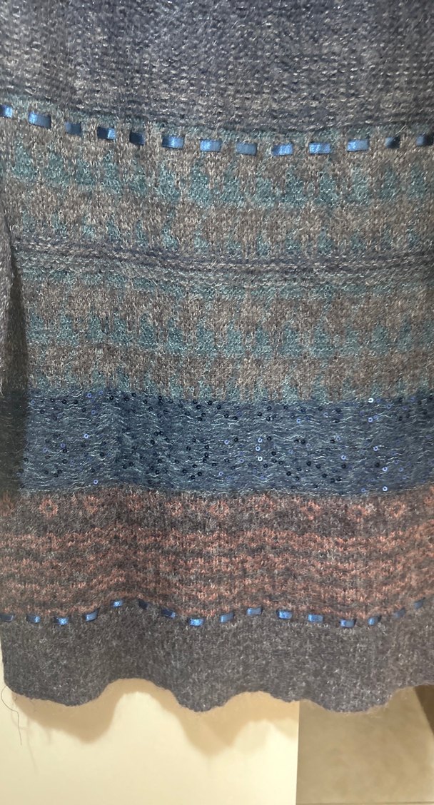 Bohem Gri Uzun Örgü Hırka - Görsel 3