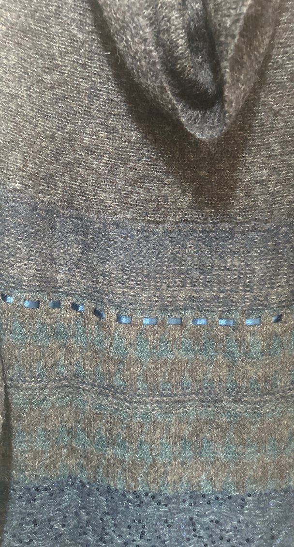 Bohem Gri Uzun Örgü Hırka - Görsel 2