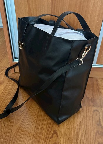 Siyah Deri Kadın İş Çantası - Görsel 5