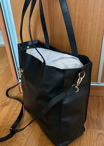 Siyah Deri Kadın İş Çantası - Görsel 6