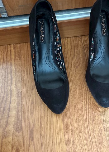 Siyah Süet Platform Topuklu Stiletto - Görsel 8