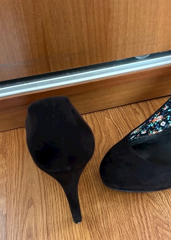 Siyah Süet Platform Topuklu Stiletto - Görsel 4