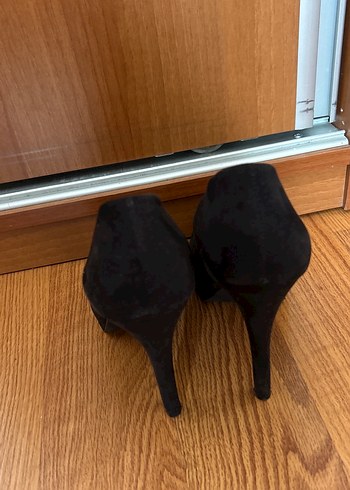 Siyah Süet Platform Topuklu Stiletto - Görsel 5