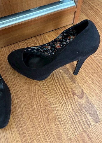 Siyah Süet Platform Topuklu Stiletto - Görsel 9