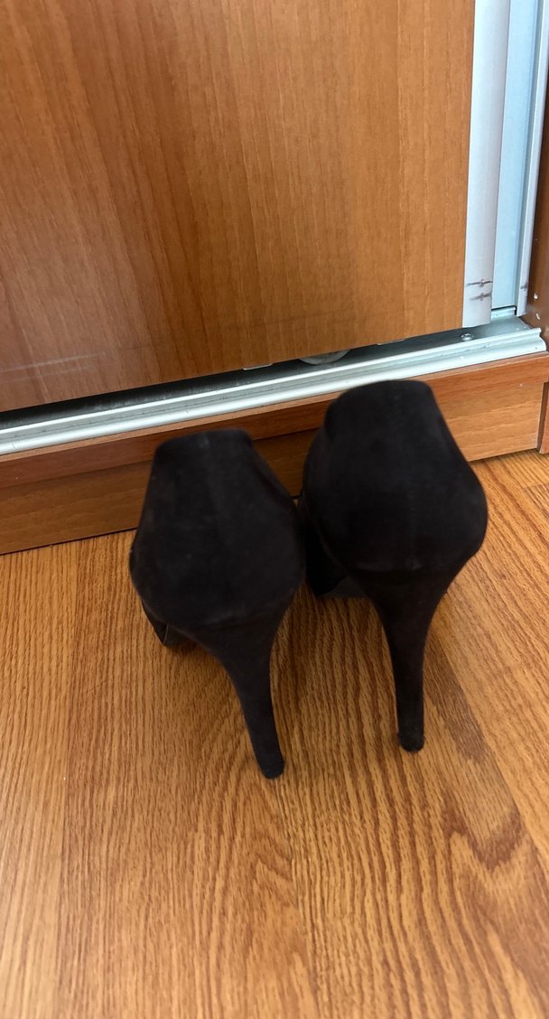 Siyah Süet Platform Topuklu Stiletto - Görsel 5