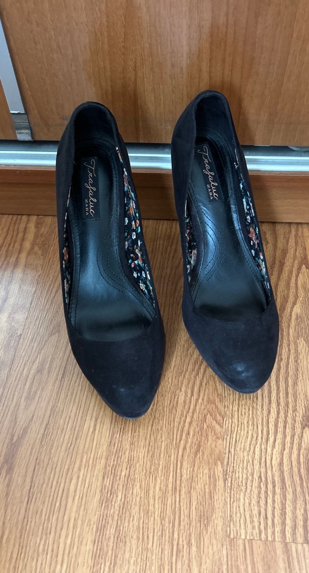 Siyah Süet Platform Topuklu Stiletto - Görsel 2