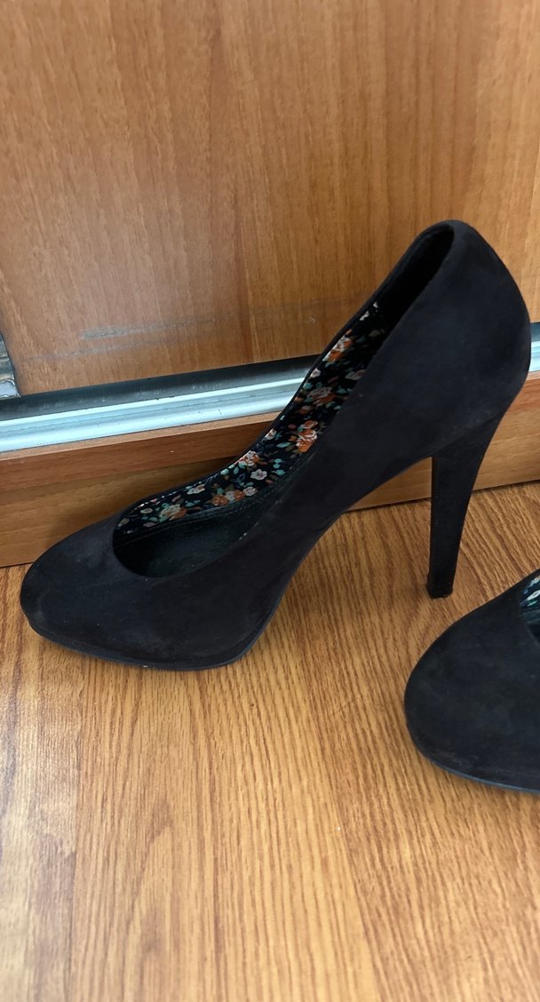 Siyah Süet Platform Topuklu Stiletto - Görsel 3