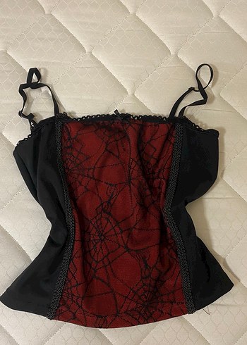 Kadın Kırmızı Gotik Dantelli Strappy Büstiyer