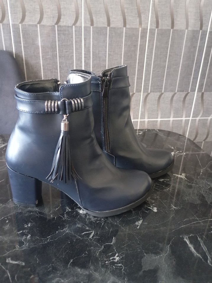 Gri Kadın Biker Botları Tokalı - Görsel 3