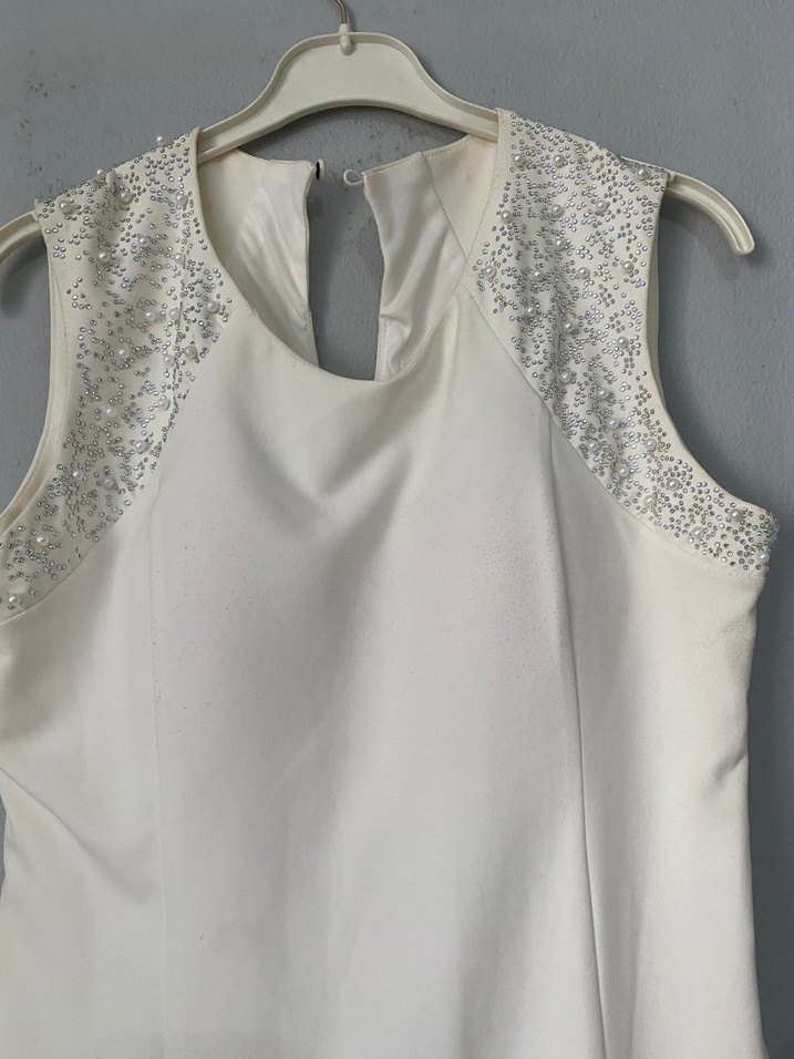 Dantel Detaylı Beyaz Balık elbise - Görsel 2