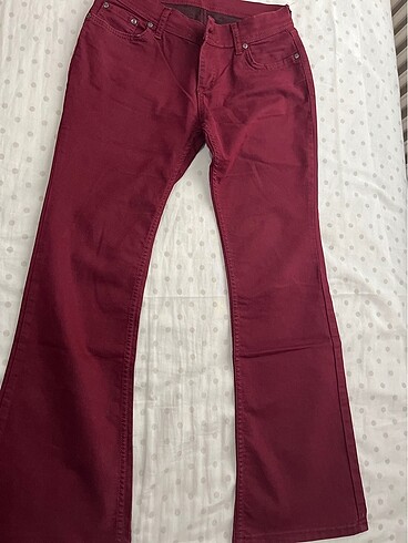 Bordo İspanyol paça pantalon