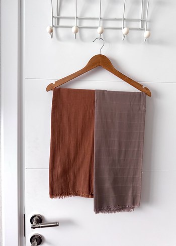 Beden gri Renk Fresh scarfs marka Bohem Tarzı kiremit ve taş rengi 2 adet Şal