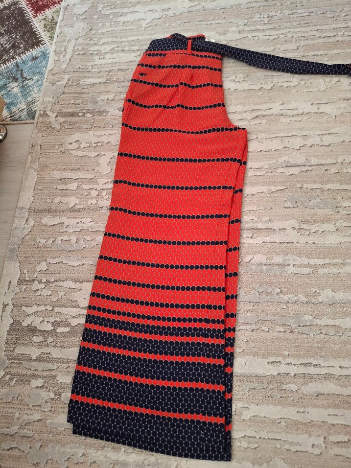 Gri Keten Bol Kesim Kemerli Kadın Pantolon - Görsel 3