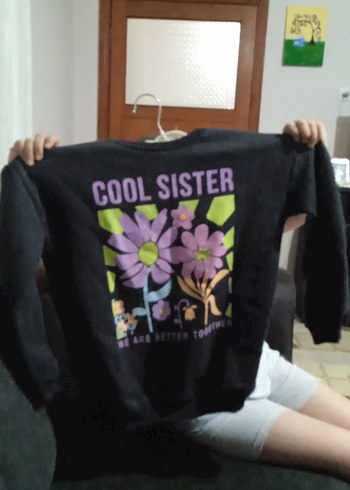 Mor Baskılı Oversize çocuk Sweatshirt