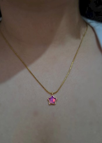 Zara Pembe Yıldız Uçlu Zincir Kolye